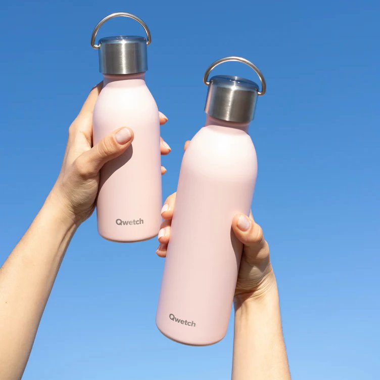 Isotherme drinkfles pastel roze Qwetch - 600 ml - 2