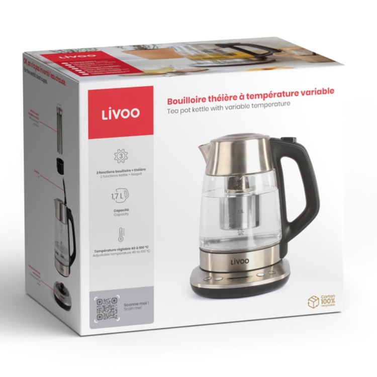 Waterkoker Livoo met instelbare temperatuur 1,7 L - 4